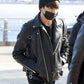 Women Biker - BTS Jungkook Black Motorcycle Leather Jacket — side profile | Majestic Leather UK