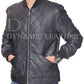 Men's Black Diamond Quilted Genuine Leather Bomber Jacket | Majestic Leather Majestic Leather