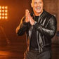 The Rock Dwayne Johnson Black Bomber Jacket – Premium Genuine Leather — collar detail | Majestic Leather UK
