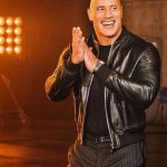 The Rock Dwayne Johnson Black Bomber Jacket – Premium Genuine Leather — collar detail | Majestic Leather UK