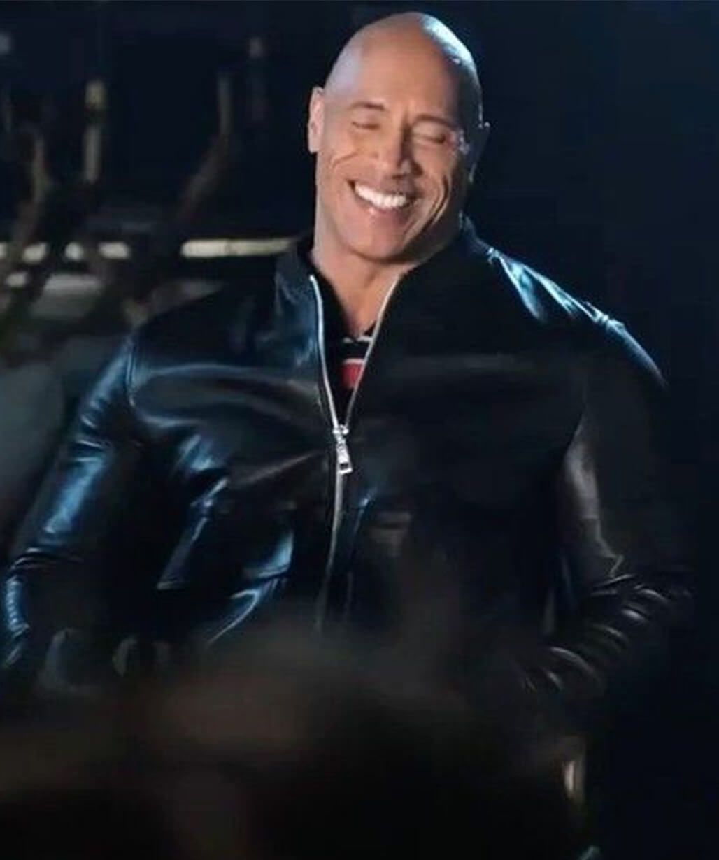 The Rock Dwayne Johnson Black Bomber Jacket – Premium Genuine Leather — side profile | Majestic Leather UK