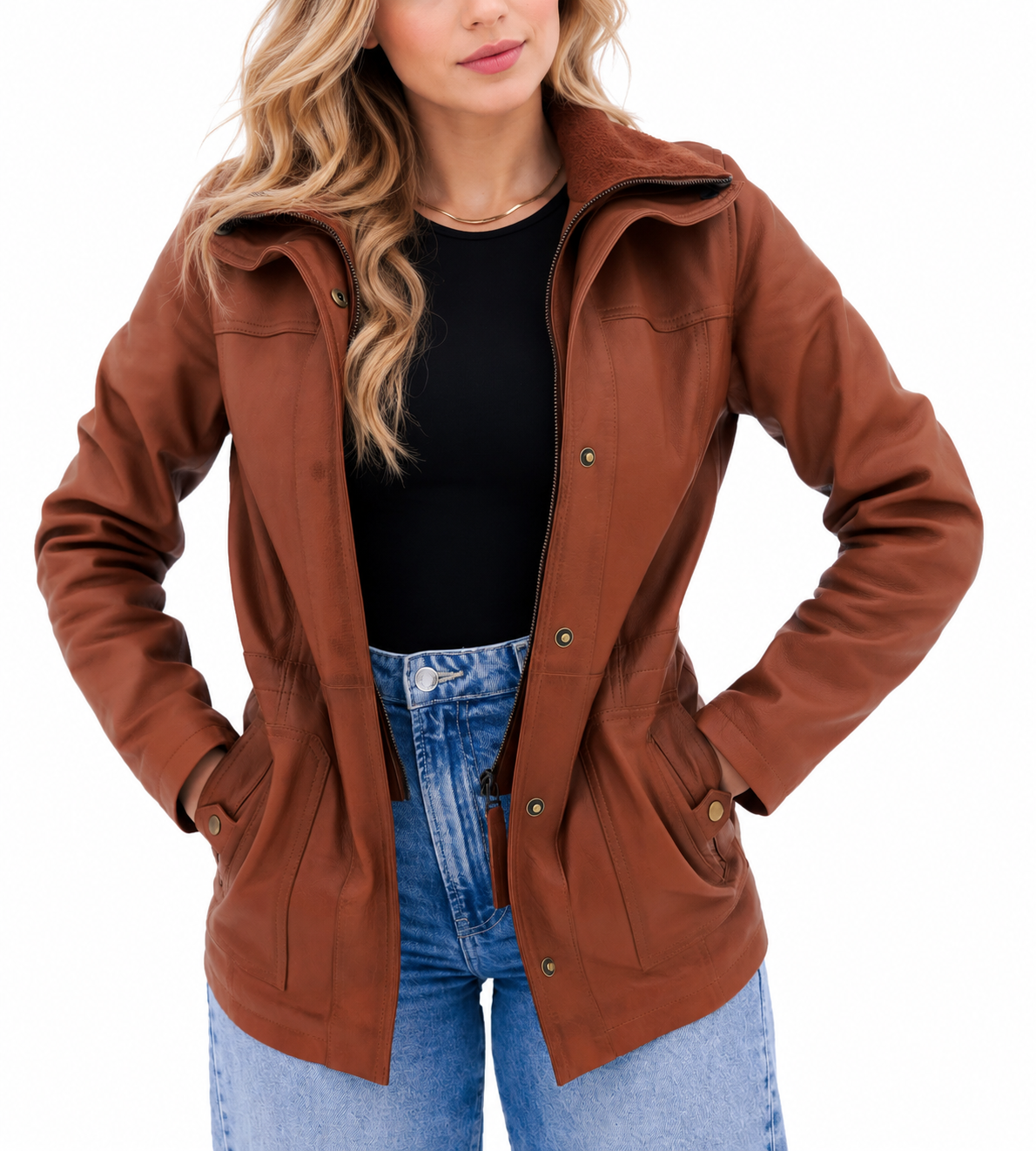 Women's New Real Lambskin Camel Brown | Majestic Leather Majestic Leather