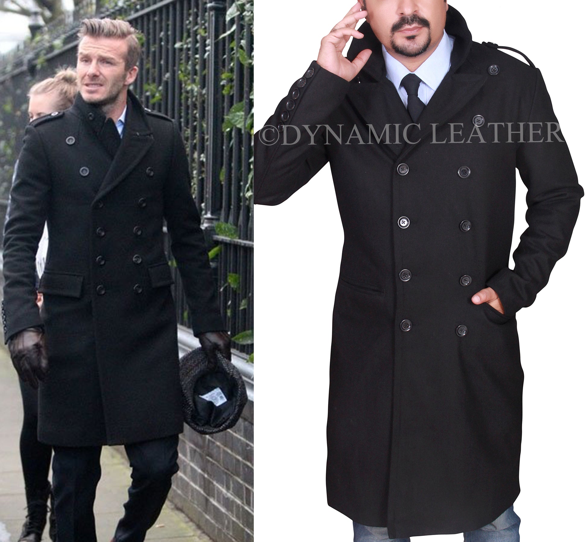 Men's David Beckham Stylish Double-Breasted Pea Coat – BNWT Majestic Leather