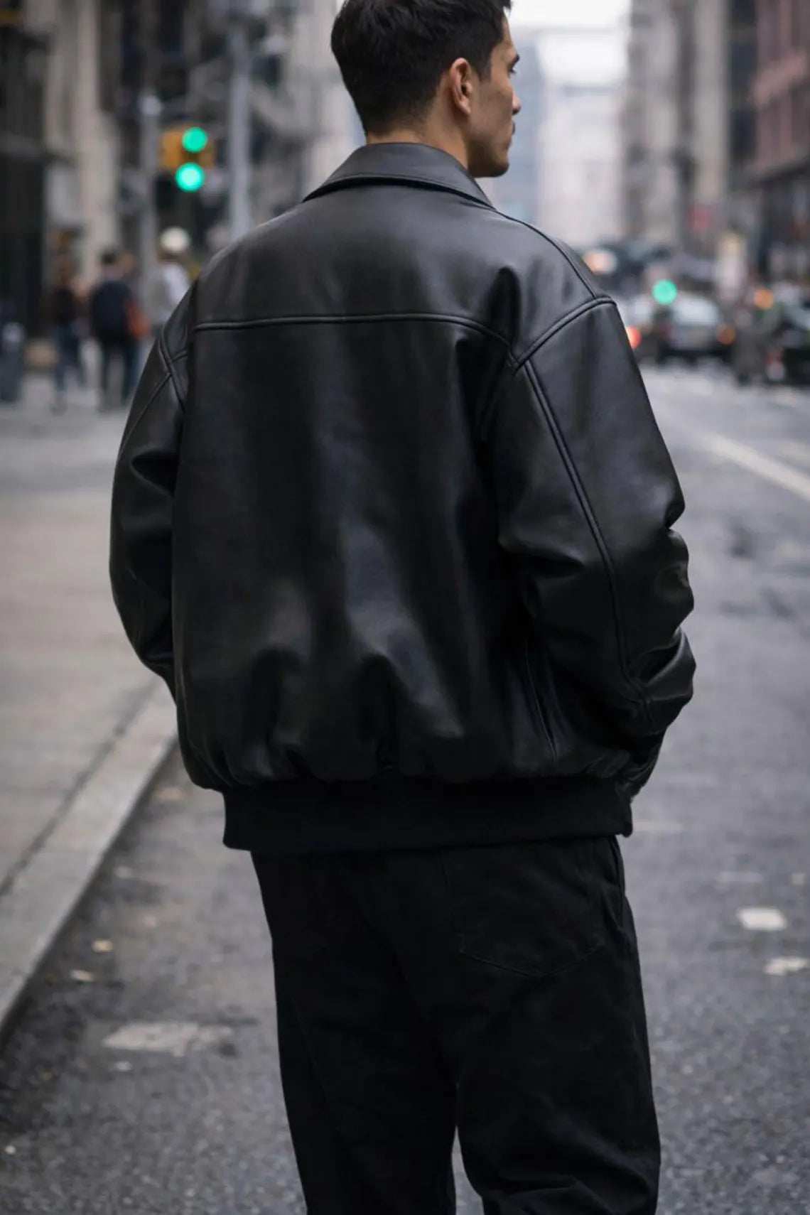 New Mens 90s Oversized Black Leather Jacket Vintage Handmade Genuine Leather Bomber Jacket Casual Baggy Style Retro Streetwear Majestic Leather