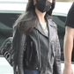 Women Biker - Blackpink Jisoo Black Cropped Leather Jacket — back view | Majestic Leather UK