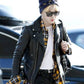 Women Biker - Jimin Airport Fashion Black Biker Leather Jacket — back view | Majestic Leather UK