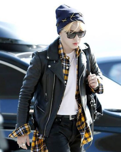 K-pop Airport Fashion BTS Celebrity Inspired Jimin Bike — back view | Majestic Leather UK