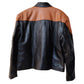 Women Biker - Star Trek Picard Jacket Raffi Musiker Cosplay Real Leather Tan Perforated Jacket — collar detail | Majestic Lea