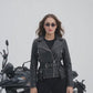 Women’s Black Vintage Distressed Lambskin Belted Slim Fit Motorcycle Jacket | Majestic Leather