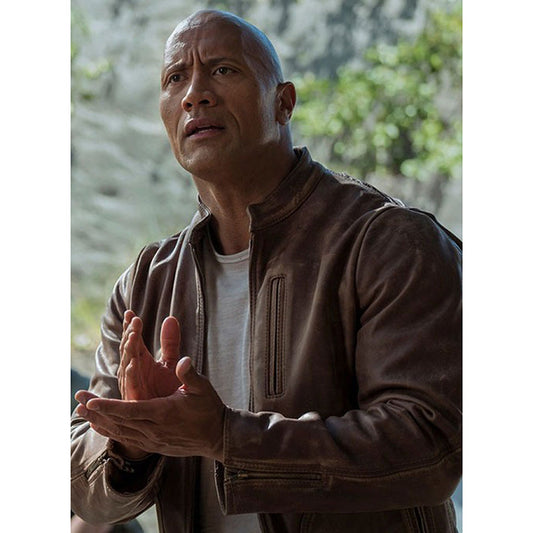 Dwayne Johnson Men's Real Leather Jacket – Brown — front view | Majestic Leather UK