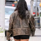 WOMEN REAL LEATHER BIKER DISTRESS OVERSIZE JACKET