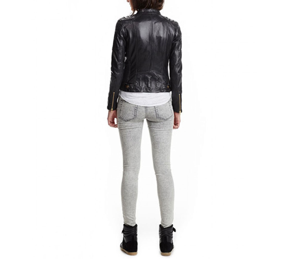 Women's Black Slim Fit Biker Style Real Leather Jacket