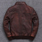 Men's Brown Biker Motorcycle Vintage Cafe Racer Real Leather Bomber Jacket