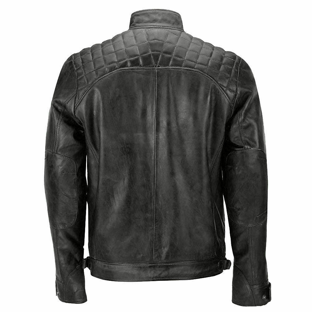 Men's Vintage Waxed Brown Leather Jacket | Majestic Leather — back view | Majestic Leather UK