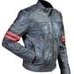 Men's Cafe Racer Distressed Faded Black Cowhide — side profile | Majestic Leather UK