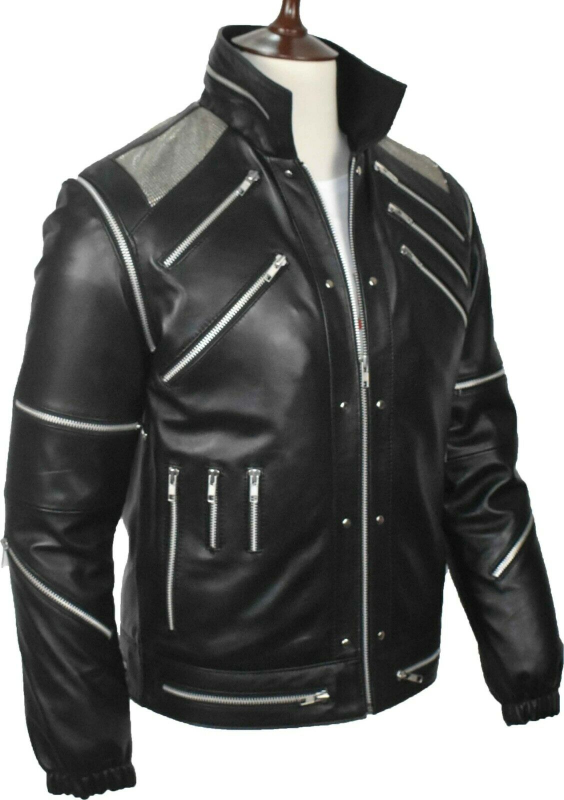 Michael Jackson Red Aviator Leather Jacket | Majestic Leather — back view | Majestic Leather UK