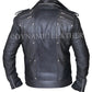 Evan Peters Quicksilver Men's Black Sheepskin Biker Jacket – Premium Genuine Leather — collar detail | Majestic Leather UK