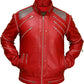 Michael Jackson Red Biker Leather Jacket | Majestic Leather — front view | Majestic Leather UK