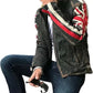 Men's Motorcycle Vintage Racer Union Jack Leather Black Distressed Jacket