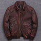 Men's Brown Biker Motorcycle Vintage Cafe Racer Real Leather Bomber Jacket