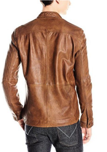 Majestic Leather - Mens Hot Genuine Real Leather Casual Tan Brown Shirt Majestic Leather