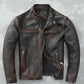 Men's Cafe Racer Distressed Black Leather Jacket | Majestic Leather — side profile | Majestic Leather UK
