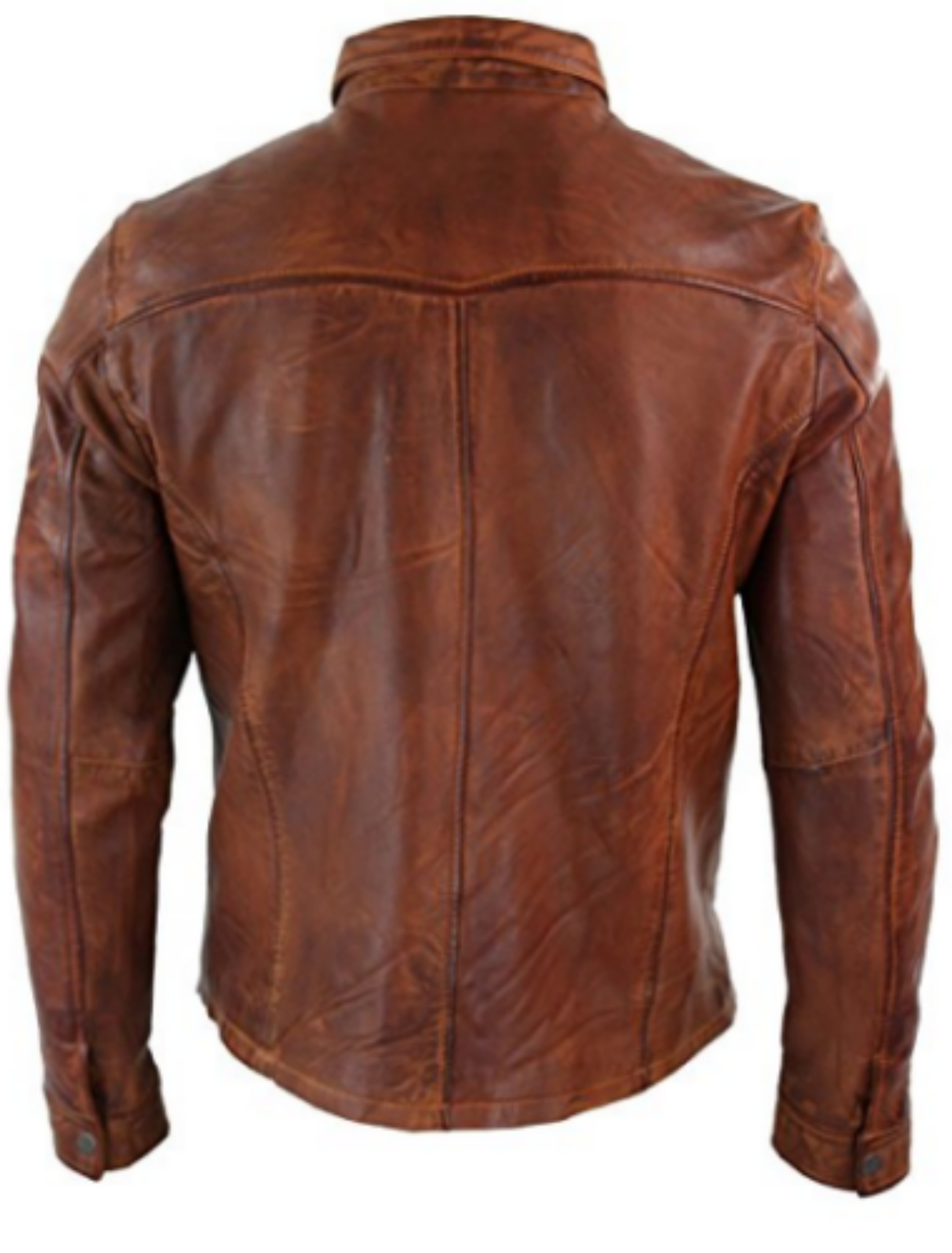 Men's Shirt Style Brown Waxed Leather Jacket | Majestic Leather — side profile | Majestic Leather UK