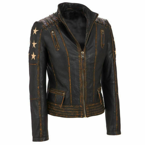 Woman Leather Jacket Distressed Brown | Majestic Leather — back view | Majestic Leather UK