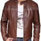 Men's Biker Motorcycle Brown Real Leather Jacket BNWT Majestic Leather
