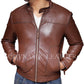 Men's Biker Motorcycle Brown Real Leather Jacket BNWT Majestic Leather