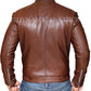 Majestic Leather - New Mens Trendy Biker Cafe Racer Slim Fit Brown Trucker Genuine Real Leather Vintage Jacket Majestic Leather