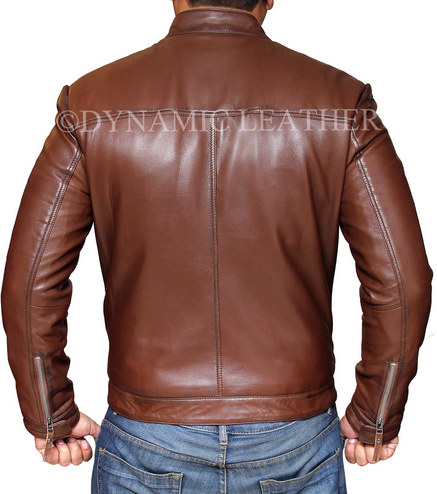 Majestic Leather - New Mens Trendy Biker Cafe Racer Slim Fit Brown Trucker Genuine Real Leather Vintage Jacket Majestic Leather