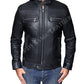 New Men's Terminator Racing Style Genuine Real Leather Jacket Black Bomber Winter Hooded Jacket Majestic Leather