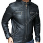New Men's Terminator Racing Style Genuine Real Leather Jacket Black Bomber Winter Hooded Jacket Majestic Leather