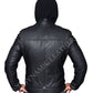 New Men's Terminator Racing Style Genuine Real Leather Jacket Black Bomber Winter Hooded Jacket Majestic Leather