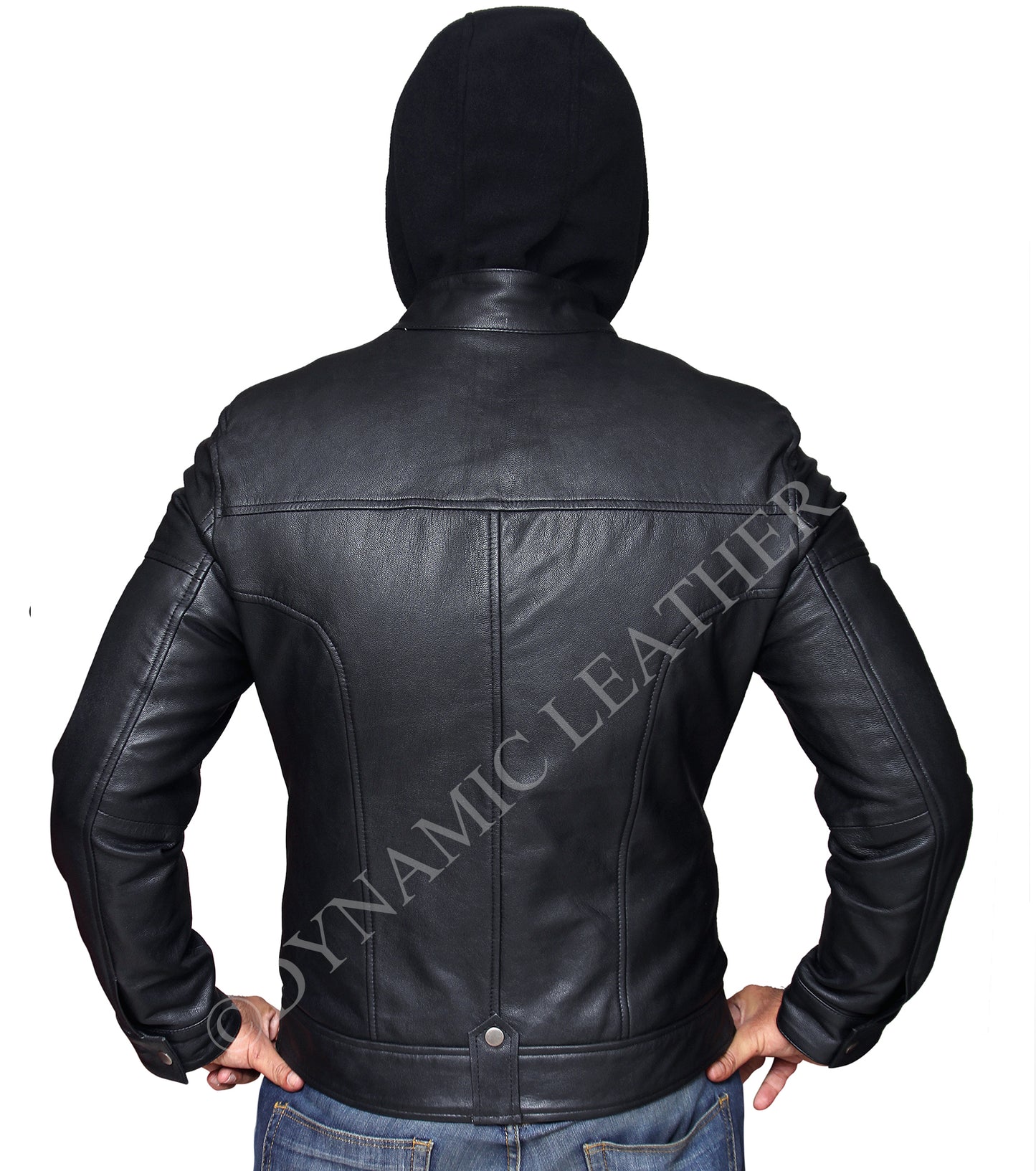 New Men's Terminator Racing Style Genuine Real Leather Jacket Black Bomber Winter Hooded Jacket Majestic Leather