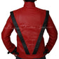 Michael Jackson Thriller Red Leather Jacket | Majestic Leather — collar detail | Majestic Leather UK