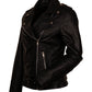 Women Biker - Black Belted Leather Jacket Women Bikers — side profile | Majestic Leather UK