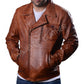 Men's New Biker Classic Brando Motorcycle Dusty Brown Distressed Vintage Leather Jacket