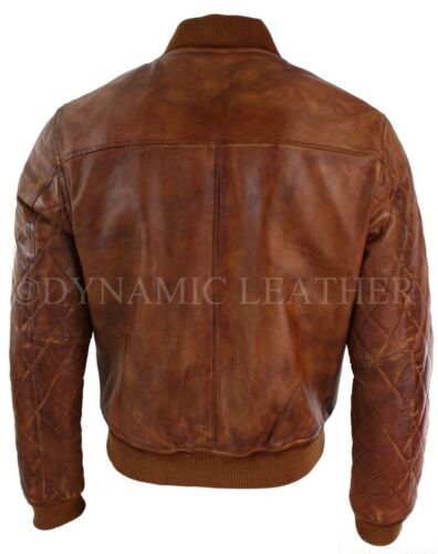 Hommes Fauve Vintage Brun Véritable Cuir Bomber Veste Pilote