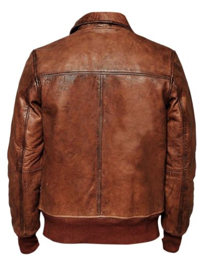 Mens Biker Motorcycle Vintage Distressed Brown Bomber Winter Leather Jacket