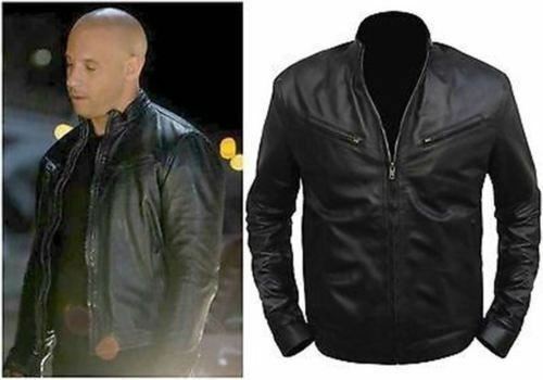 Hombre Fast And Furious 6 Vin Diesal Chaqueta de Cuero