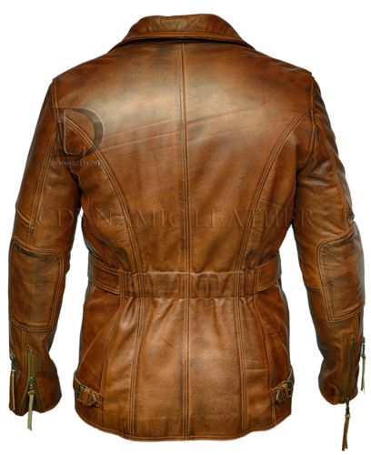 Herren braun 3/4 Motorradfahrer lang Rindleder Jacke