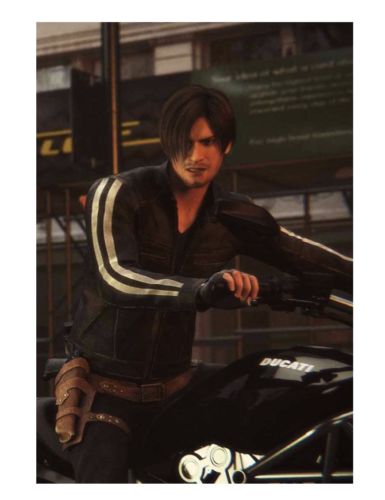 LEON KENNEDY RESIDENT EVIL VENDETTA Cuero Negro chaqueta-bnwt