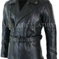 Men's 3/4 Motorcycle Biker Long Cow Hide Leather Jacket
