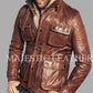Men's Biker Vintage Antique Brown Studded Pockets Cafe Racer Real Leather Jacket