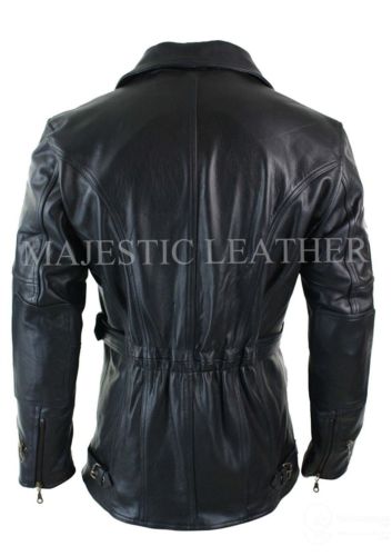 Herren braun 3/4 Motorradfahrer lang Rindleder Jacke