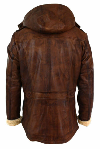 Homme Marron 3/4 Foncé à Capuche Safari Fourrure Hiver Long