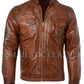 Mens Classic Fashion Slim Fit Waxed Soft Leather Vintage Biker Jacket