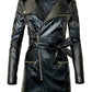 Women's Zip-up Long Jacket Belt Real Leather Trench Coats